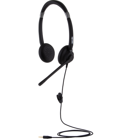 [AH22-JII-DUO] Alcatel Professional Headset, Corded, for PC or Deskphone with  3.5mm Jack  port-With Leather cover